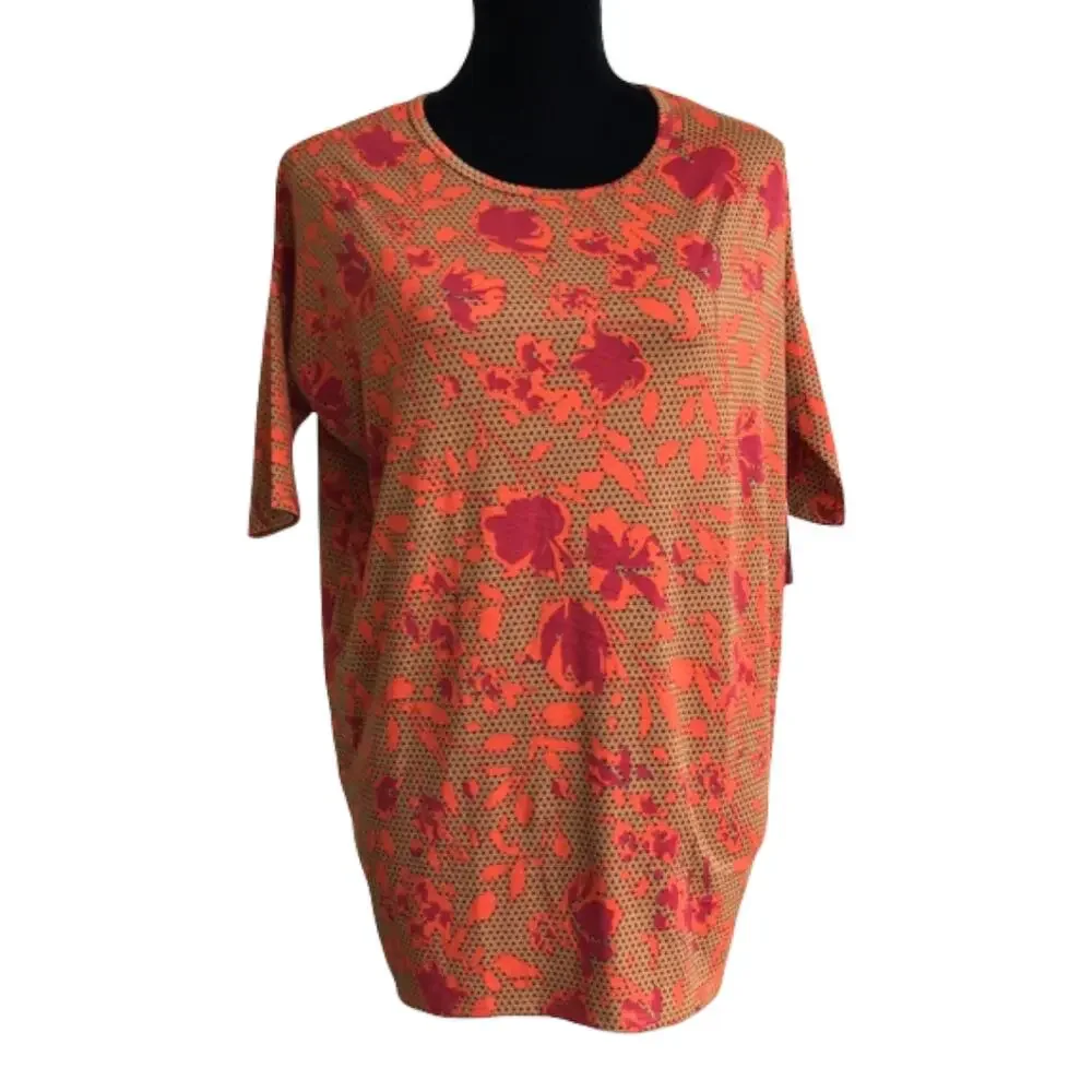 LuLaRoe Orange Brown Red Blue Irma Top Tunic XXS NEW NWT Polka Dot - Picture 3 of 8